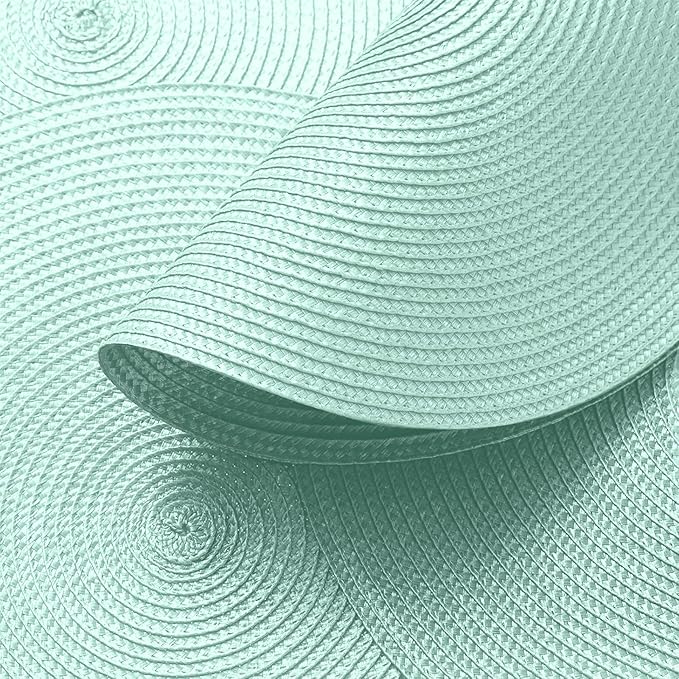 AHHFSMEI Round Braided Placemats 15 Inch Round Table Mats for Dining Tables Natural Woven Heat Resistant Place mats Set of 8 (Mint Green)