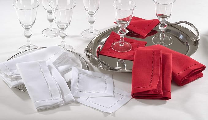 SARO LIFESTYLE Hemstitched Border Cocktail Napkin - Image 3