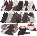 Hushee 12 Pcs Cowhide Coasters Round Natural Leather Cowhide Drink Coasters by Hushee