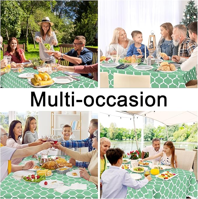 Smiry Rectangle Table Cloth, Waterproof Vinyl Tablecloth with Flannel Backing for Rectangle Tables, Wipeable Spillproof Plastic Tablecloths for Dining, Camping and Indoor (60"x120", Sage Green)