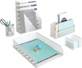 BLU MONACO | White Desk Organizer Set 6 Piece | Mail Sorter Organizer Countertop by Blu_Monaco