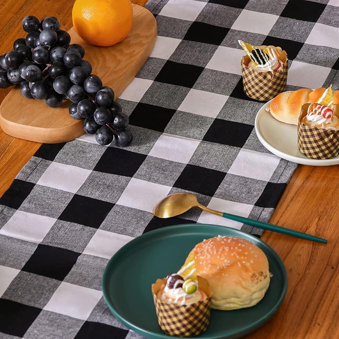 Tosewever Buffalo Check Plaid Table Runner, Cotton Polyester Blend Classic - Image 4
