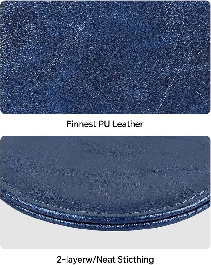 6 Pcs Premium Leather Coasters with Holder, Tabletop Protection, Coffee Table & Bar Decoration, Modern-Style Drink Coasters Suitable for Home Dining Tables & Kitchen Accessories (Blue)