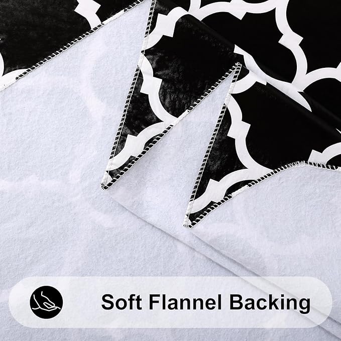 Smiry Rectangle Table Cloth, Waterproof Vinyl Tablecloth with Flannel Backing for Rectangle Tables, Wipeable Spillproof Plastic Tablecloths for Dining, Camping, Indoor and Outdoor (60"x84", Black)