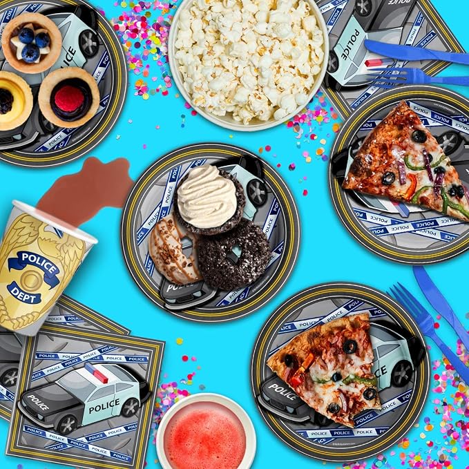 Police Department Cop Birthday Party Supplies Set Plates Napkins Cups Tableware - Image 6