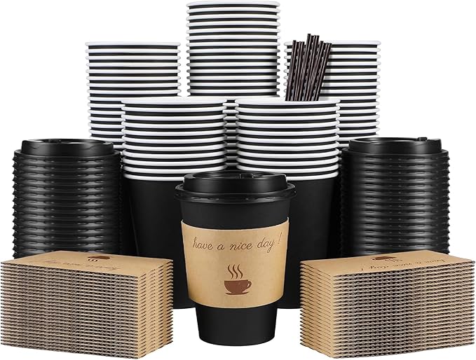 Clawsoff 100 Pack 12 oz Disposable Paper Coffee Cups by BuyNow