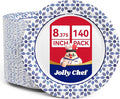 8.37 inch Disposable Paper Plates 140 Count Soak Proof, Cut Proof, Heavy Duty by JOLLYCHEF