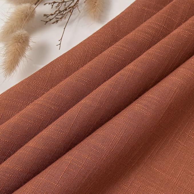 maxmill Lux Faux Linen Tablecloth with Slubby Yarn Textured Weaves Wrinkle Resistant Anti-Shrink Soft Fall Table Cloth for Dining Room Harvest Thanksgiving Decorations Rectangle 60 x 120 Inch Rust