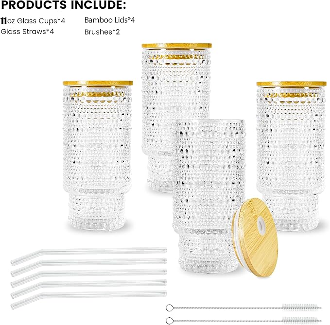 4 Pcs 11 oz Drinking Glasses Cups Set - Image 7