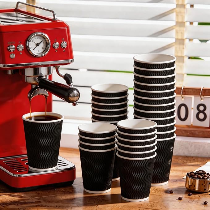 MOUMOULIFE 12 oz Disposable Paper Coffee Cups, 50 Pack, Leak-Proof Insulated - Image 7