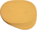 Noctiflorous Oval Braided Placemats Set of 6 Woven 12x18 Inch Non Slip Washable Heat Resistant Place Mats Round Tablemats for Dining Kitchen Party Daily Table Decor Dinner Mats (Solid Yellow, 6)