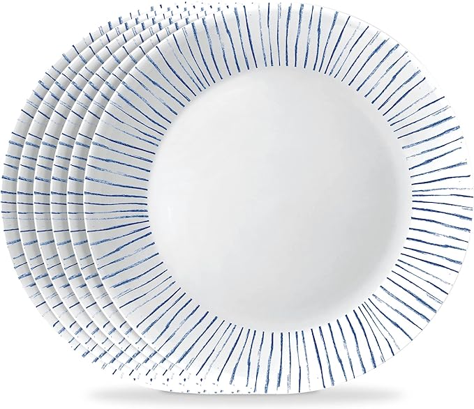 Corelle 6-Piece 10.25" Vitrelle Glass Dinner Plates Lightweight, Chip/Scratch by Corelle