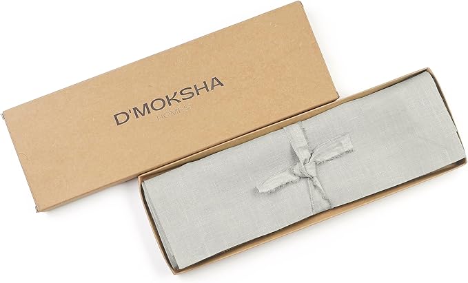 D'Moksha Homes Linen Placemats 14 x 19 Inch - Silver Grey Placemats Set of 8-100% Pure Linen Table Place Mats for Spring, Easter - Handcrafted and Machine Washable