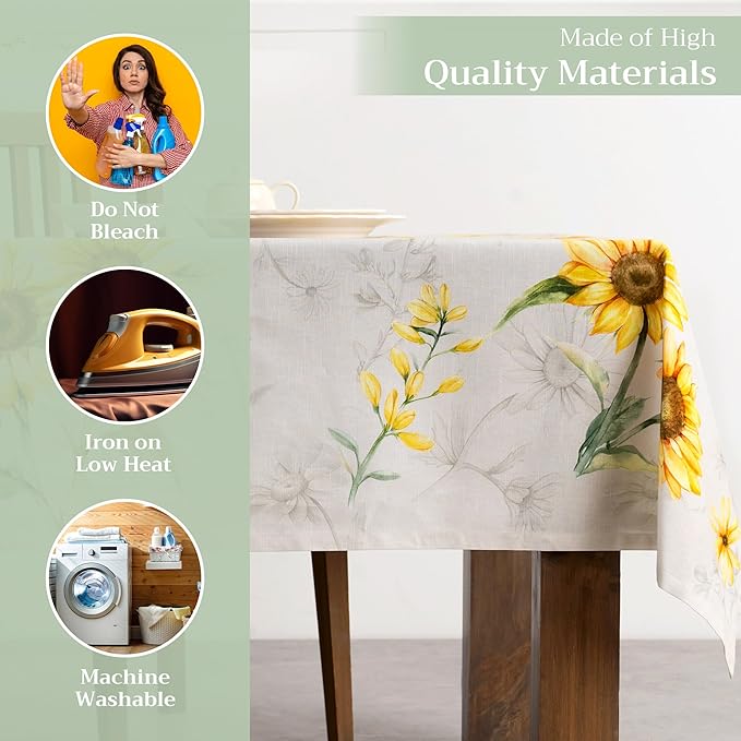 Maison d' Hermine Table Cloth Square Table 100% Cotton 54 x 54 Inches Tablecloth Reusable Decorative for Dining Room Farmhouse Home Valentines Day Decorations Spring Summer - Candice