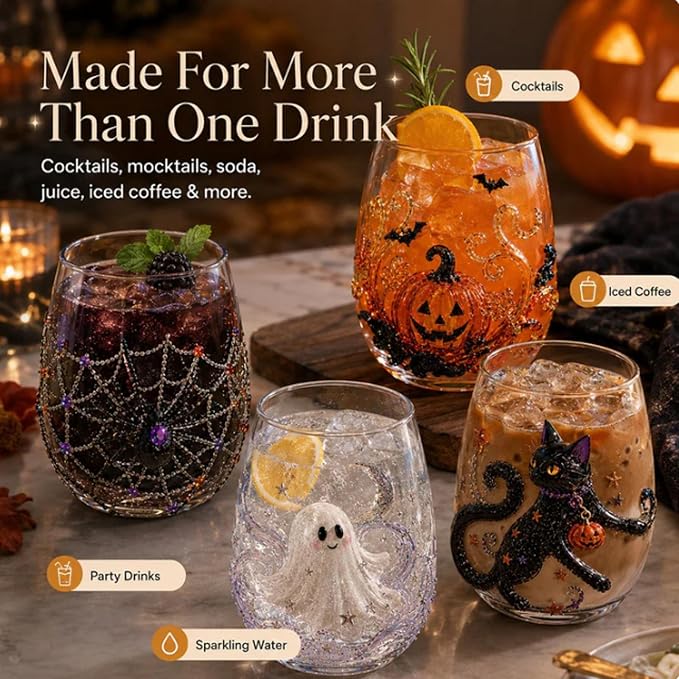3D Halloween Artisan Glassware Collection Halloween Glass Cups | Drinking Glass - Image 4