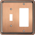 Henne Bery Rope Edge Decorative Wall Plate Switch Plate Outlet Cover (Toggle/Decorator, Antique Copper)