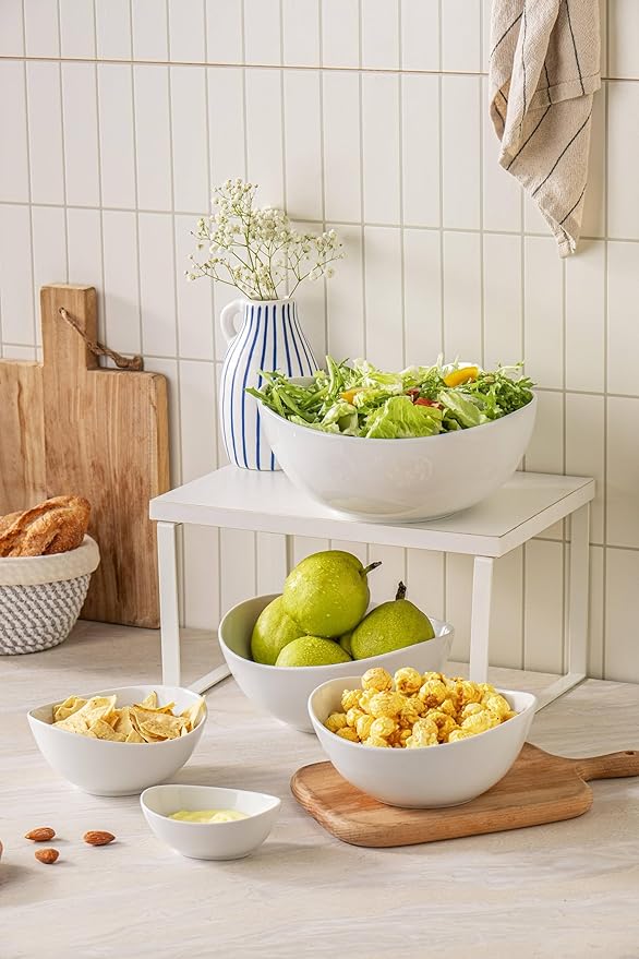Porcelain Bowls, 20 OZ Ceramic Serving Bowls for Ceral,Stackable Set of 6 Plates for Condiment Souup, Fruits, Rice, Pure White (6 Inch(20 Ounce))