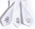 Bedding Craft Cotton Cloth Dinner Napkins Set of 12 – 18x18 Embroidered Motif with Decorative Lace Edges – Machine Washable Fabric Napkins for Weddings, Baby Showers, Christmas & Easter