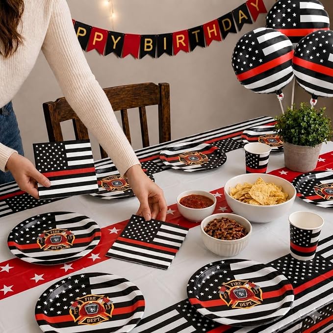 Firefighter Thin Red Line Party Set-16 Guests-Plates & Napkins-Havercamp | - Image 4