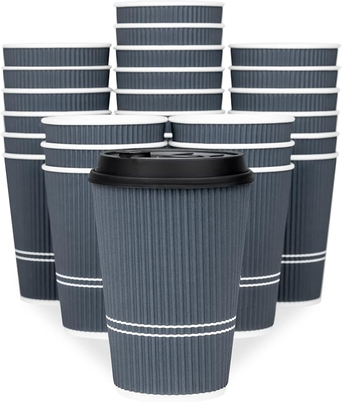 Disposable Coffee Cups With Lids - 12 oz To Go Coffee Cup With Lid. Durable by Glowcoast