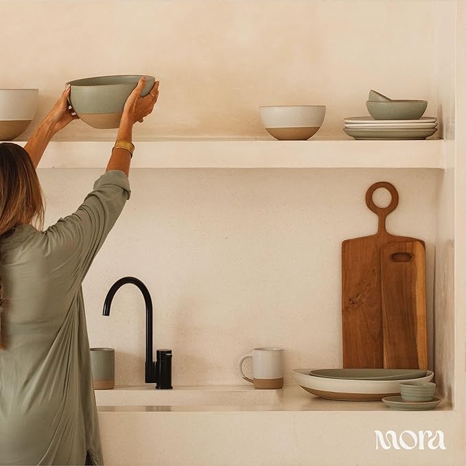 MORA Small Bowls Set of 4, 16oz Ceramic Pottery Dessert Bowls - Microwave, Oven and Dishwasher Safe - Peppercorn