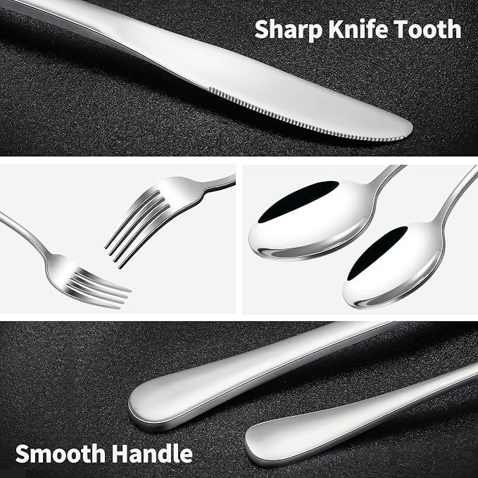 40-Piece Silverware Set, CXJY Stainless Steel Flatware Cutlery Set Service - Image 3