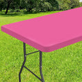 Smiry Rectangle Tablecloth, Elastic Fitted Flannel Backed Vinyl Tablecloths for 6ft Folding Tables, Waterproof Wipeable Table Covers for Indoor, Outdoor, Camping and Picnic (Rose Pink, 30"x72")