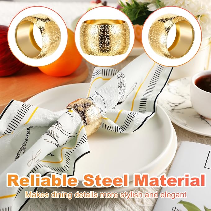 Lallisa 100 Pcs Gold Napkin Rings Bulk Metal Classic Brass Napkin Ring Holders - Image 3