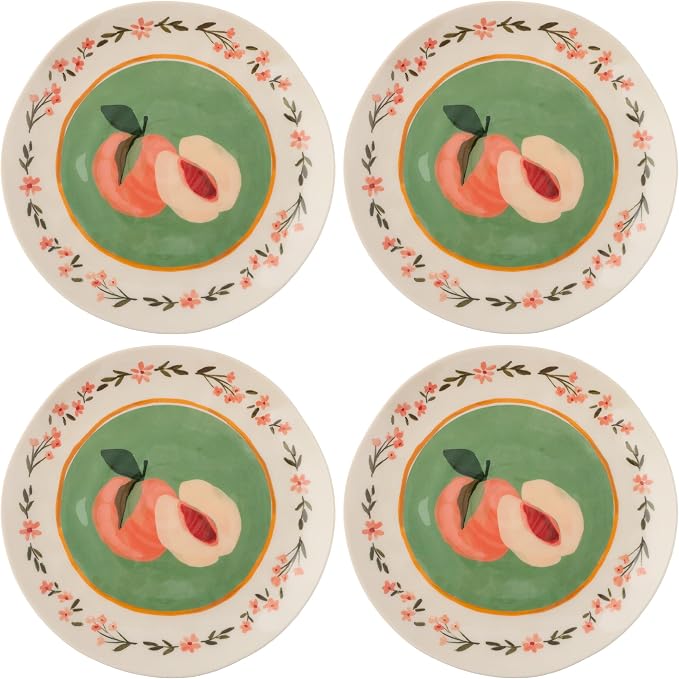 Karma, 8.75 inches Melamine Salad Plates Set of 4, Reusable Dishwasher Safe by KarmaGifts