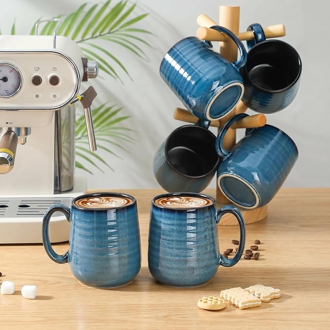 Coffee Mugs, 15 Ounce Ceramic Coffee Mug Set of 6, Reactive Glaze Tea Cups - Image 5