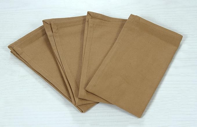 ACCENTHOME Accent Home 100% Cotton Napkins, Delicate Cloth Napkins for Dinners, Parties and Weddings，18 x 18 Inch Set of 12 - Brown