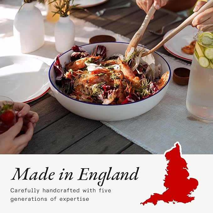 Made In Cookware - Serving Bowl - White With Navy Rim - Porcelain England