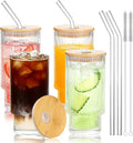 16oz Glass Cups with Lids & Straws by Elitrivox