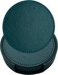 Set of 6 Leather Coasters, Round Coasters by PACEKONER