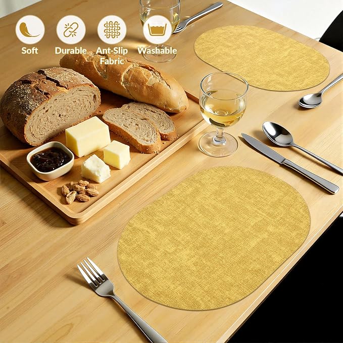 Placemats Set of 4, 11.8 x 17 Inch, Waterproof Wipeable Reversible PU Placemat - Image 6