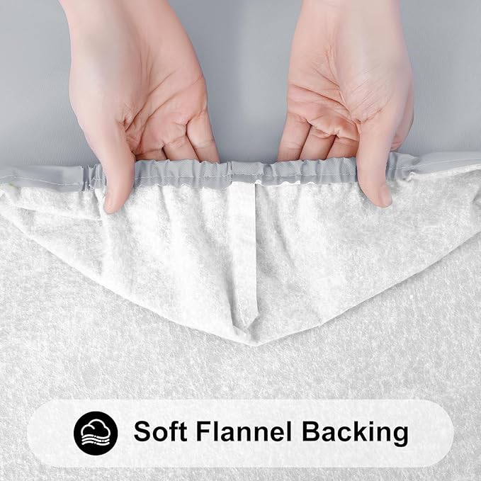 Smiry Rectangle Tablecloth, Elastic Fitted Flannel Backed Vinyl Tablecloths for 4ft Folding Tables, Waterproof Wipeable Table Covers for Indoor, Outdoor, Picnic and Camping (Light Grey, 30"x48")