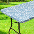 Smiry Rectangle Table Cloth Cover, Waterproof Elastic Fitted Picnic Tablecloth for 8 Foot Tables, Wipeable Flannel Backed Vinyl Tablecloths for Camping, Dining, Outdoor (Baby Blue, 30" x 96")