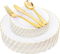 YOUBET 125PCS White and Gold Plastic Plates by YOUBET