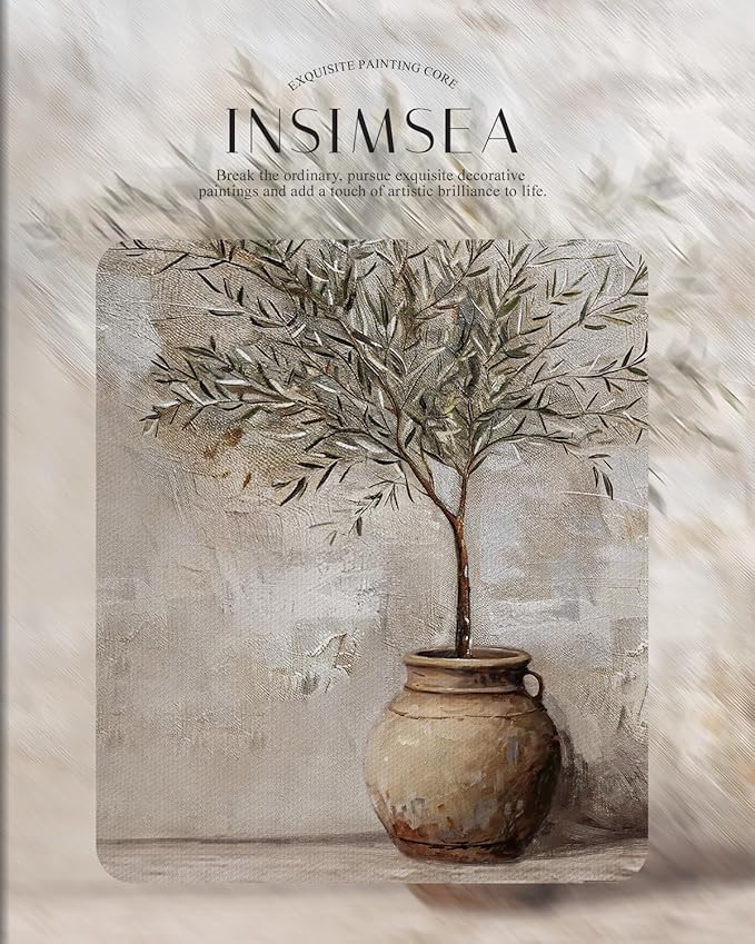InSimSea Gold Picture Framed Wall Art, Living Room Vintage Olive Tree in Vessel Wall Decor, Still Life Botanical Canvas Print Art, Home Farmhouse Decor, Antique Paintings with Frame 13x16inch