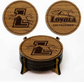LazerEdge Loyola Greyhounds Wooden Coaster Set - Cherry Wood - Officially Licensed Product - 4-Pack