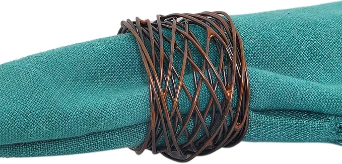 ALPHA Living HOME Napkin Rings Set 12 of Premium 100% Metal, Rust-Resistant Tabletop Décor - Napkin Holders for Family Dinner, Wedding, Party, Decorations, Banquet, Party, Easter - Bronze