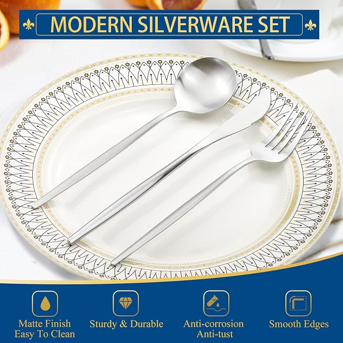 Silverware Set for 4, 20 Piece Flatware Set, Cutlery Tableware set Include - Image 7