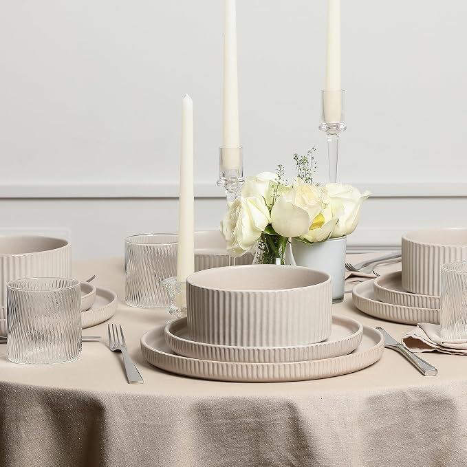 Stone Lain Haven Stoneware 16-Piece Dinnerware Set, Plates and Bowls Sets - Image 2