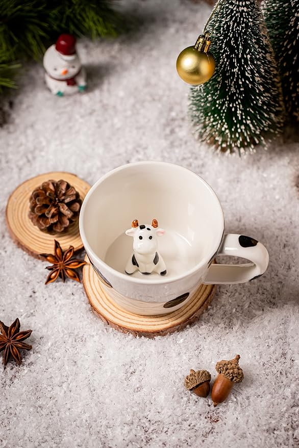 DIHOclub Cow Ceramic Cup Hidden 3D Animal Inside Mug, Cute Cartoon Handmade - Image 2