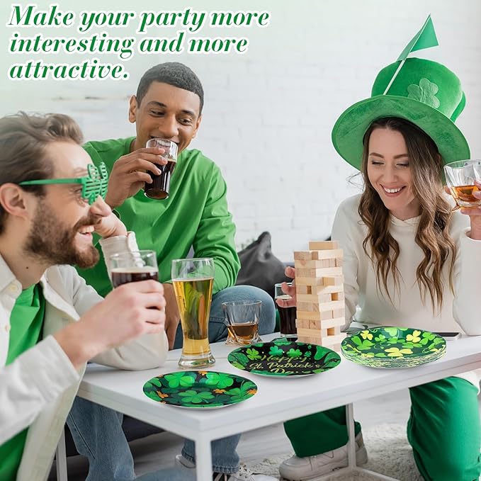 Umigy 120 Pieces 7 Inch St. Patrick's Day Party Plates Green Shamrocks Dinnerware Happy Lucky Disposable Paper Dessert Plates for St Patrick's Day Party Decorations Supplies, 6 Styles