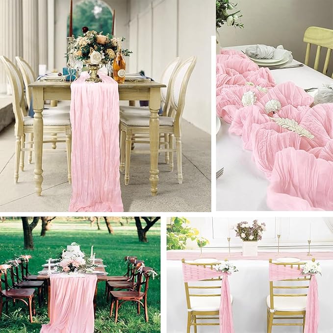 8 Pack Light Pink Cheesecloth Table Runner 20 x 120 inch Gauze Table Runners 10 - Image 6