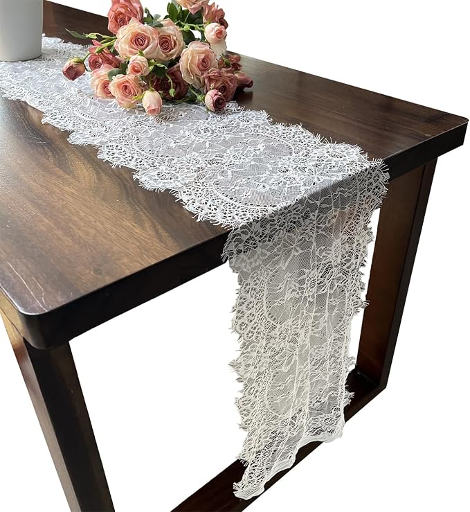 10 Pcs White Lace Table Runner 14 x 120 Inch Vintage Rustic Table Runner by Unknown