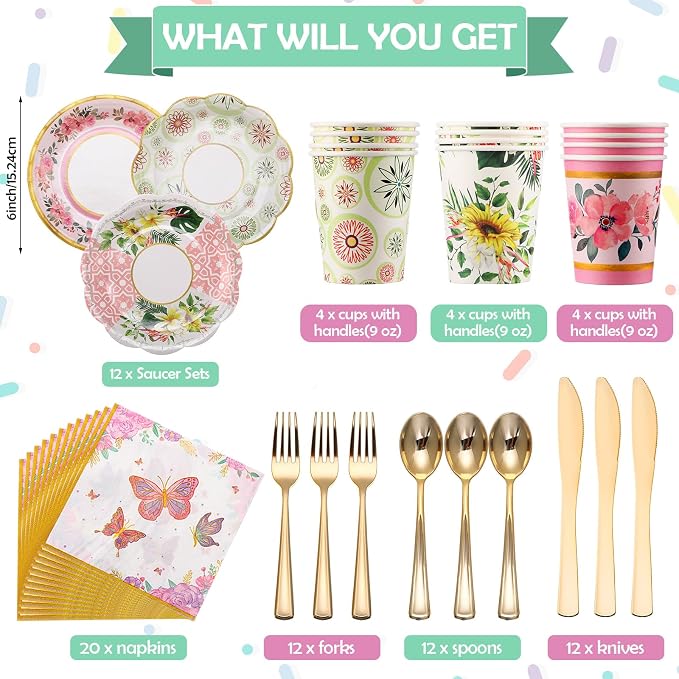 Layhit 83 Pcs Disposable Tea Party Set - Image 3