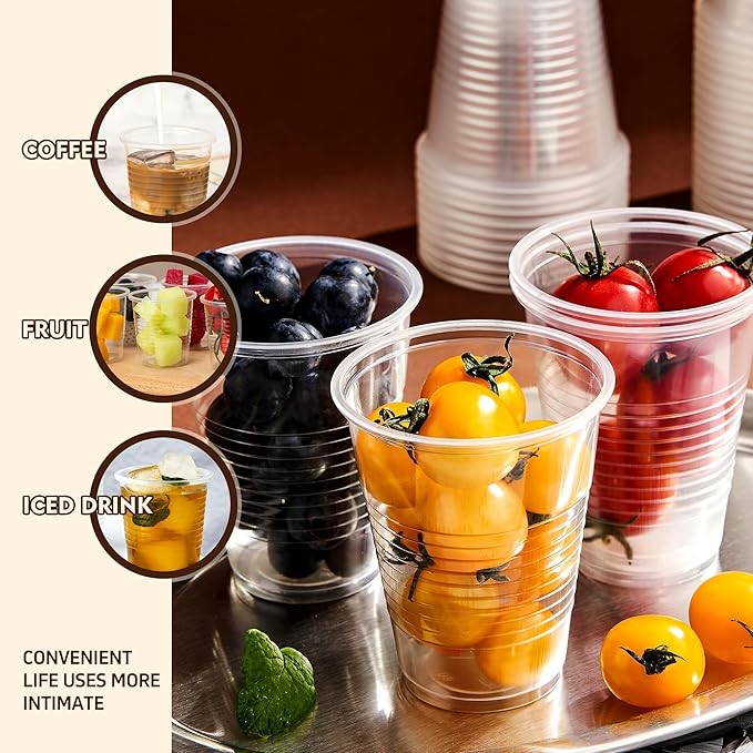 YEEHAW 16 oz Plastic Cups, 240 Pack - Clear Disposable Drinking Water Cups for Cold Beverages, Ideal for Party