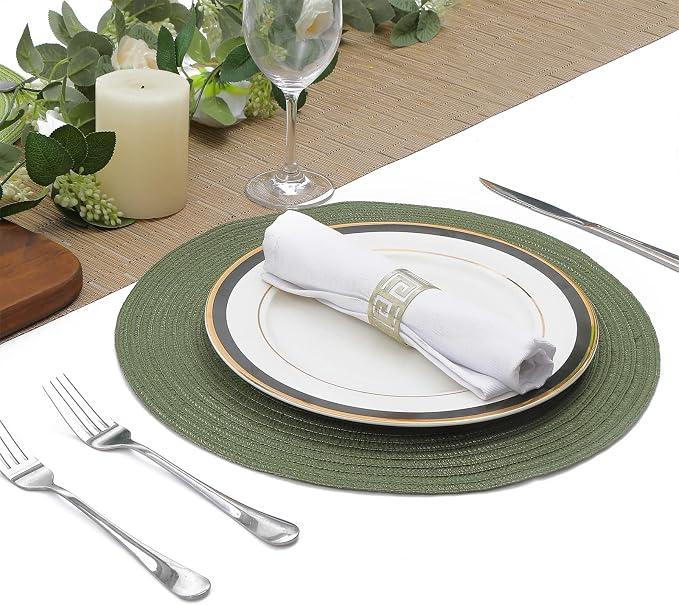 SHACOS Round Placemats Set of 6 Washable 15 inch Round Table Mats Cotton - Image 7